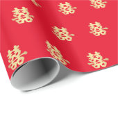 Dubbelgeluk Chinese bruiloft Cadeaupapier (Rol Hoek)