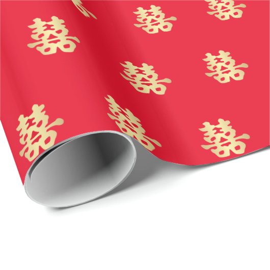 Dubbelgeluk Chinese bruiloft Cadeaupapier (Rol Hoek)