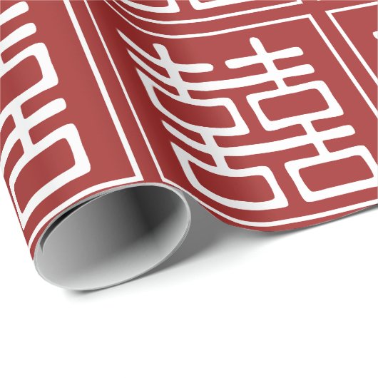 Dubbelgeluk Chinese bruiloft Cadeaupapier (Rol Hoek)