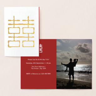 Dubbelgeluk Chinese bruiloft Folie Kaarten