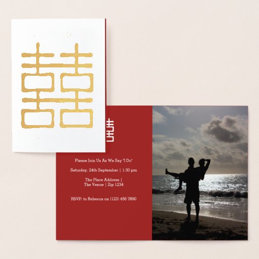 Dubbelgeluk Chinese bruiloft Folie Kaarten (Display)