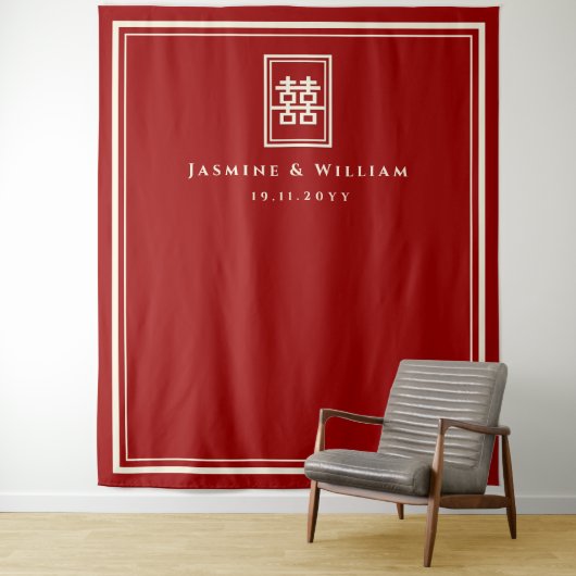Dubbelgeluk Chinese bruiloft foto achtergrond Wandkleed (In situ)