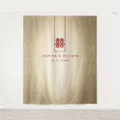 Dubbelgeluk Chinese bruiloft foto achtergrond Wandkleed (Voorkant)