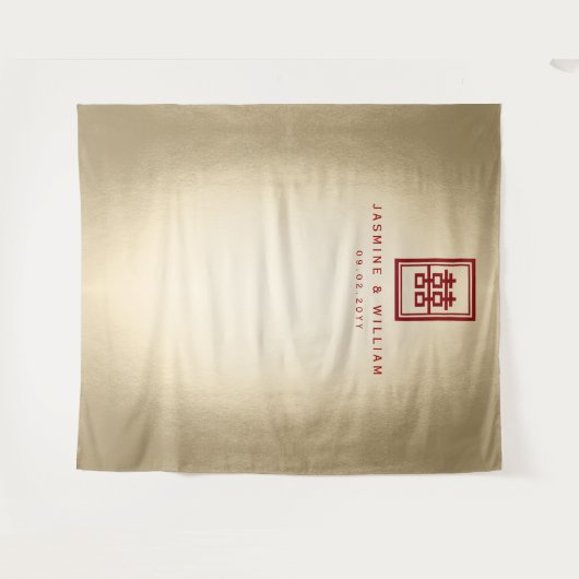 Dubbelgeluk Chinese bruiloft foto achtergrond Wandkleed (Voorkant (horizontaal))