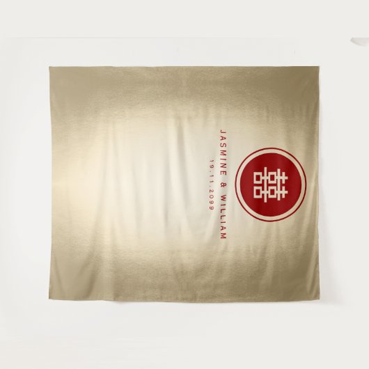 Dubbelgeluk Chinese bruiloft foto achtergrond Wandkleed (Voorkant (horizontaal))