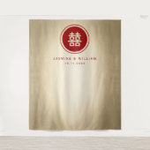 Dubbelgeluk Chinese bruiloft foto achtergrond Wandkleed (Voorkant)