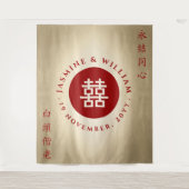 Dubbelgeluk Chinese bruiloft foto achtergrond Wandkleed (Voorkant)