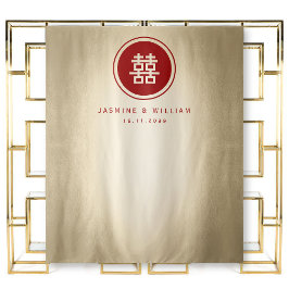 Dubbelgeluk Chinese bruiloft foto achtergrond Wandkleed