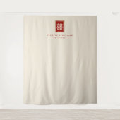 Dubbelgeluk Chinese bruiloft foto achtergrond Wandkleed (Voorkant)