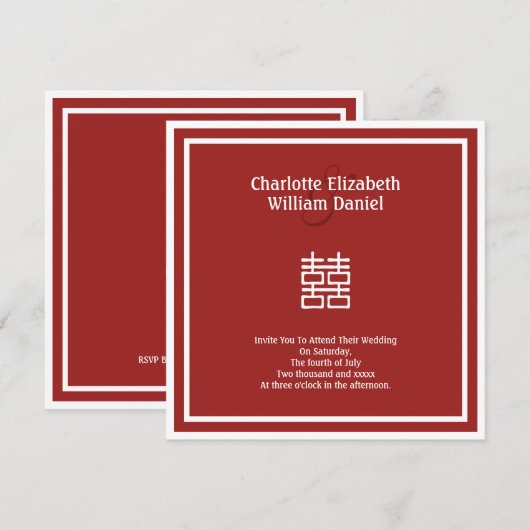 Dubbelgeluk Chinese bruiloft Kaart (Voorkant / Achterkant)