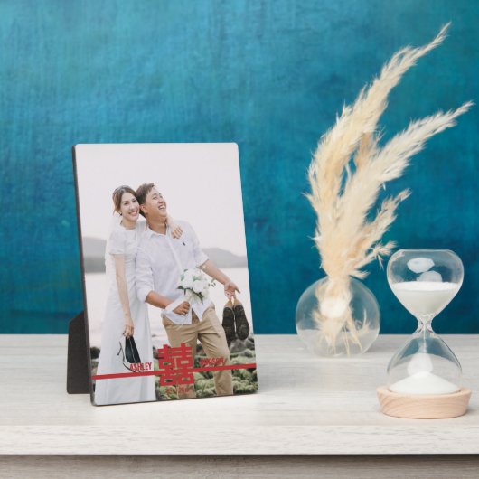 Dubbelgeluk Chinese bruiloft Persoonlijke foto Fotoplaat (Zijkant)