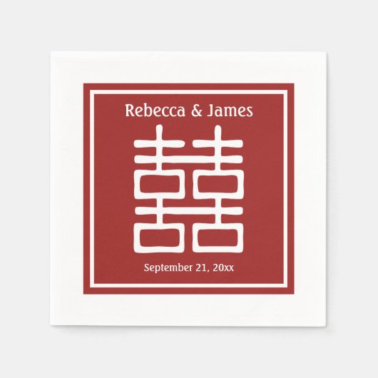 Dubbelgeluk Chinese bruiloft Servetten (Voorkant)