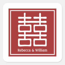 Dubbelgeluk Chinese bruiloft Vierkante Sticker
