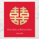 Dubbelgeluk Chinese bruiloft Wijn Etiket (Enkel label)