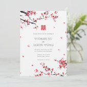 Dubbelgeluk Chinese rode legante bruiloft Kaart (Staand voorkant)