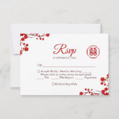 Dubbelgeluk Elegant Chinees huwelijk RSVP Kaartje (Voorkant)