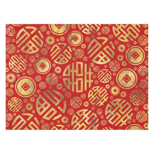 Dubbelgeluk en patroon van Chinese munten Tafelkleed (Voorkant (Horizontaal))