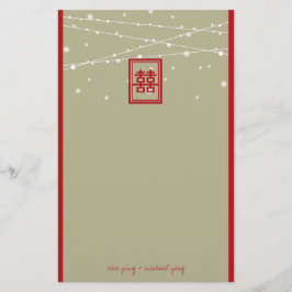 Dubbelgeluk Fairy Lights Chinees huwelijk Briefpapier