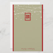 Dubbelgeluk Fairy Lights Chinees huwelijk Briefpapier (Voorkant / Achterkant)