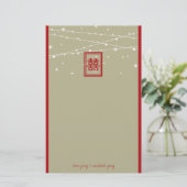 Dubbelgeluk Fairy Lights Chinees huwelijk Briefpapier (Staand voorkant)