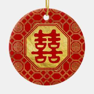 Dubbelgeluk Feng Shui-symbool Keramisch Ornament