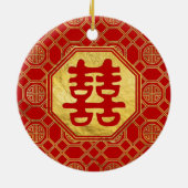 Dubbelgeluk Feng Shui-symbool Keramisch Ornament (Achterkant)