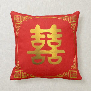 Dubbelgeluk Feng Shui-symbool Kussen