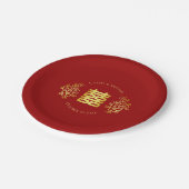 Dubbelgeluk floral chinese bruiloft rood goud papieren bordje (Gekanteld)