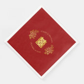 Dubbelgeluk floral logo chinese bruiloft rood servet (Hoek)