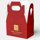 Dubbelgeluk florale achtergrond Chinese bruiloft Bedankdoosjes (Geopend)