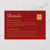 Dubbelgeluk florale achtergrond Chinese bruiloft Informatiekaartje (Voorkant)