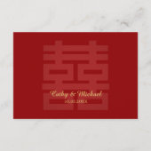 Dubbelgeluk florale achtergrond Chinese bruiloft Informatiekaartje (Achterkant)