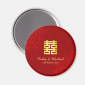 Dubbelgeluk florale achtergrond Chinese bruiloft Magneet (Voorkant / Achterkant)