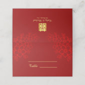 Dubbelgeluk florale achtergrond Chinese bruiloft Plaatskaartje (Buitenkant ongevouwen)