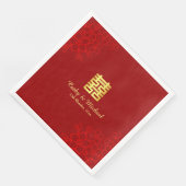 Dubbelgeluk florale achtergrond Chinese bruiloft Servet (Hoek)