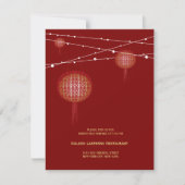 Dubbelgeluk gloeiende lantaarns Chinese bruiloft Kaart (Voorkant)