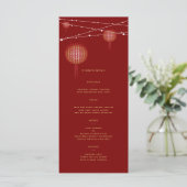 Dubbelgeluk gloeiende lantaarns Chinese bruiloft Menu (Staand voorkant)