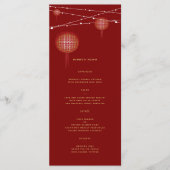 Dubbelgeluk gloeiende lantaarns Chinese bruiloft Menu (Voorkant)