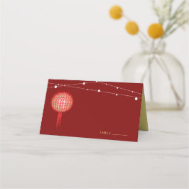 Dubbelgeluk gloeiende lantaarns Chinese bruiloft Plaatskaartje