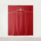 Dubbelgeluk Gold Knot Weddenfoto achtergrond Wandkleed (Voorkant)