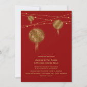 Dubbelgeluk Golden Lantern Chinese bruiloft Kaart (Voorkant)