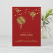 Dubbelgeluk Golden Lantern Chinese bruiloft Kaart (Staand voorkant)