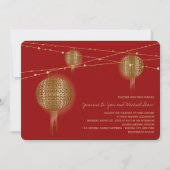 Dubbelgeluk Golden Lantern Chinese bruiloft Kaart (Voorkant)