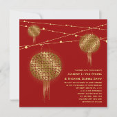 Dubbelgeluk Golden Lantern Chinese bruiloft Kaart (Voorkant)