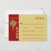 Dubbelgeluk Golden Lantern Chinese bruiloft RSVP Kaartje (Voorkant)