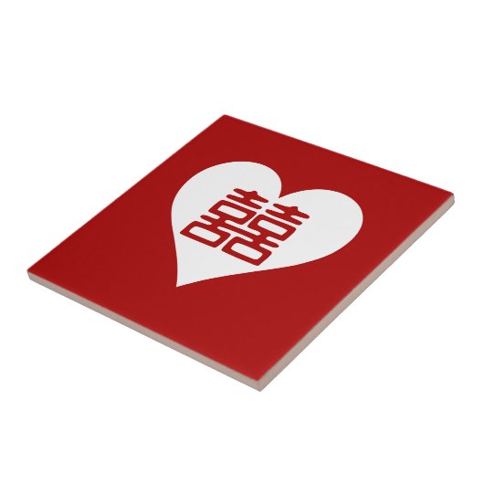 Dubbelgeluk ・ hart ・ Vet rood Tegeltje (Zijkant)