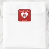 Dubbelgeluk ・ hart ・ Vet rood Vierkante Sticker (Tas)