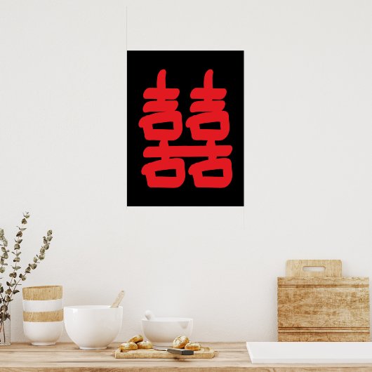 Dubbelgeluk in rood Poster (Keuken)