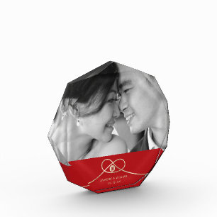 Dubbelgeluk Knot Chinese Weddenfoto Block Fotoblokken