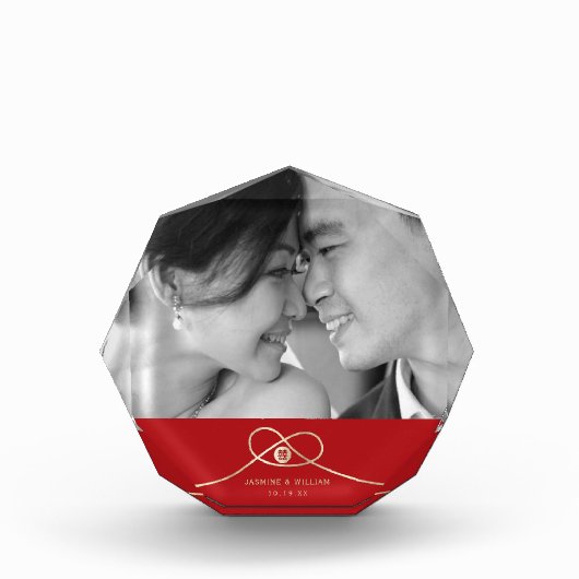 Dubbelgeluk Knot Chinese Weddenfoto Block Fotoblokken (Voorkant)